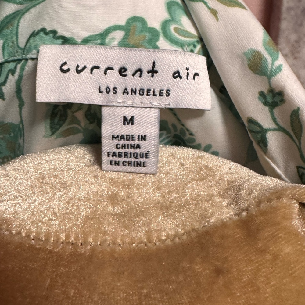 Anthropologie Current Air Green Floral Micro Ruffle Dress M - Picture 6 of 10